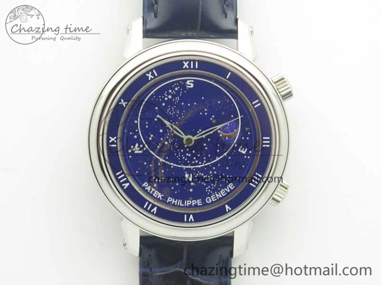 Comfortable 6104P Moon SS Blue Dial on Blue Leather Strap A240 V 8983