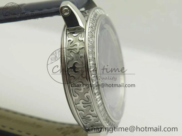 SoftTouch 6104P Moon SS Diamond Bezel Blue Dial on Blue Leather Strap A240 V 8979