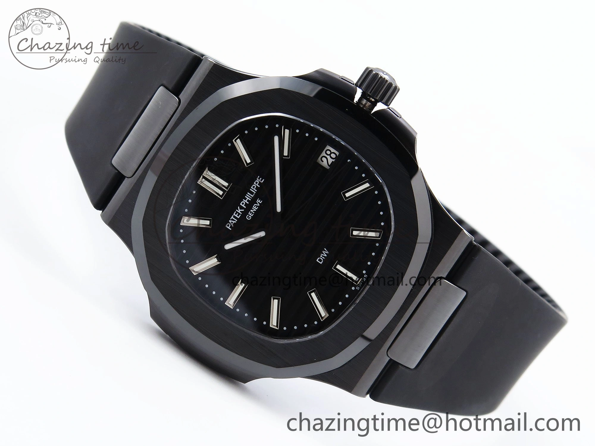 NewStyle AET Nautilus 5711 Black Ceramic AMGF Best Edition Black Dial on Black Rubber Strap MIYOTA 8754
