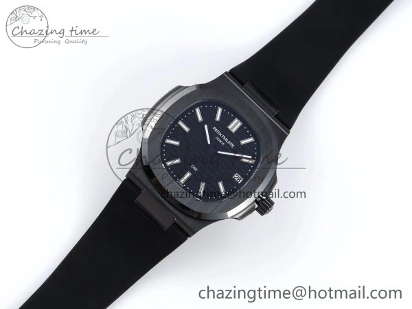 NewStyle AET Nautilus 5711 Black Ceramic AMGF Best Edition Black Dial on Black Rubber Strap MIYOTA 8754