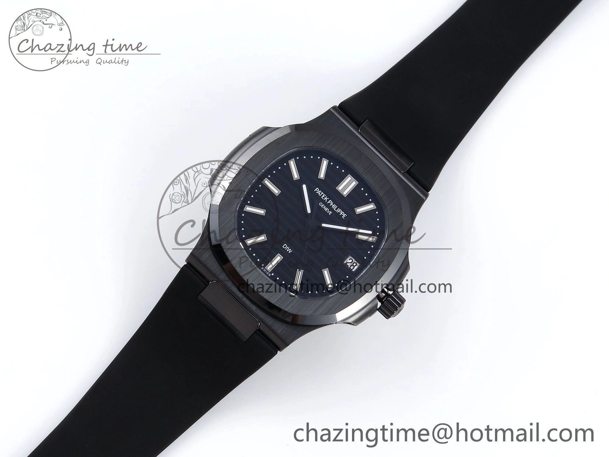 NewStyle AET Nautilus 5711 Black Ceramic AMGF Best Edition Black Dial on Black Rubber Strap MIYOTA 8754