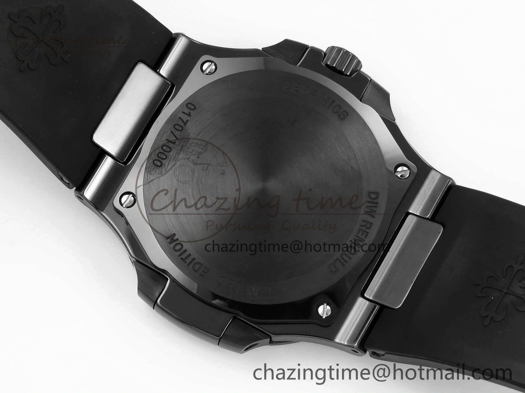 AET Nautilus 5711 Black Ceramic AMGF Best Edition Blue Dial on Black Rubber Strap MIYOTA Efficient 8752