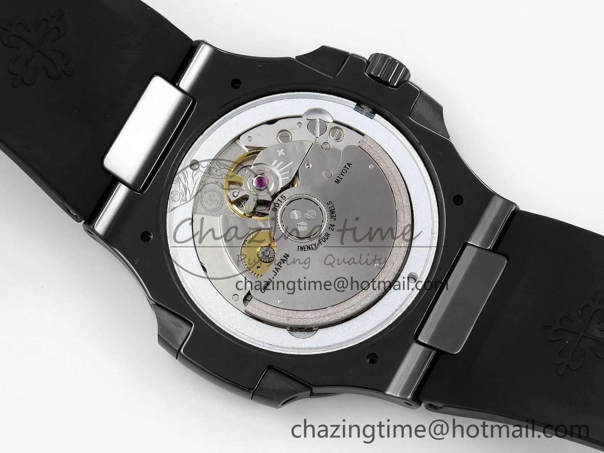 AET Nautilus 5711 Black Ceramic AMGF Best Edition Blue Dial on Black Rubber Strap MIYOTA Efficient 8752