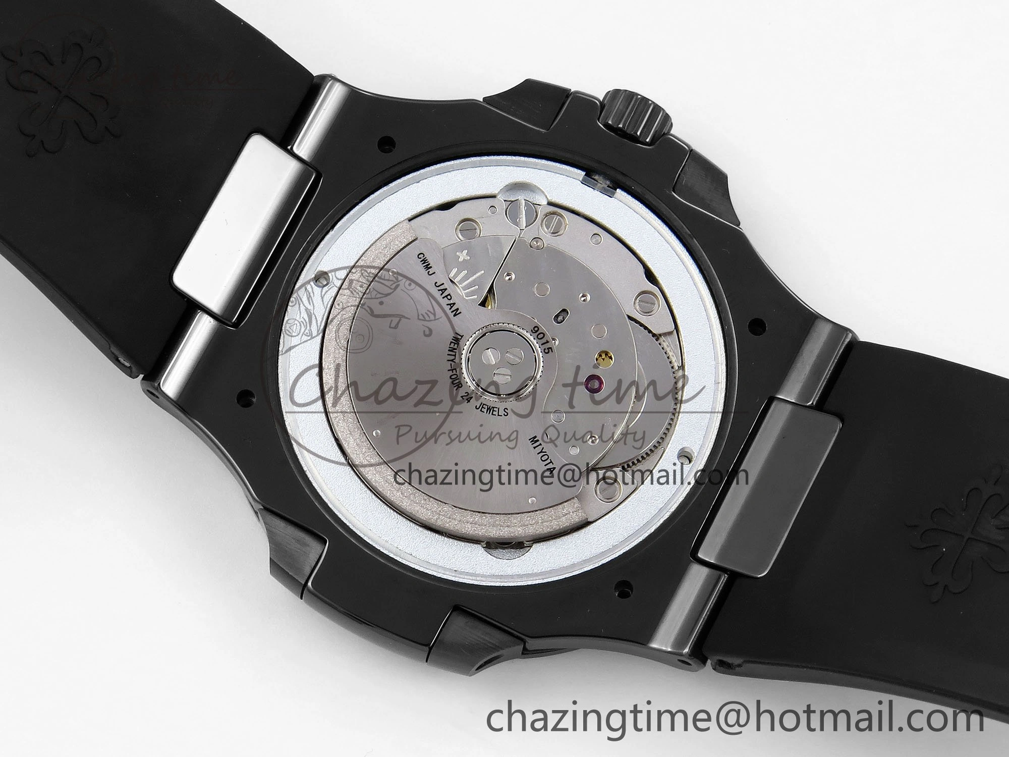 AET Nautilus 5711 Black Ceramic AMGF Best Edition Blue Dial on Black Rubber Strap MIYOTA Efficient 8752