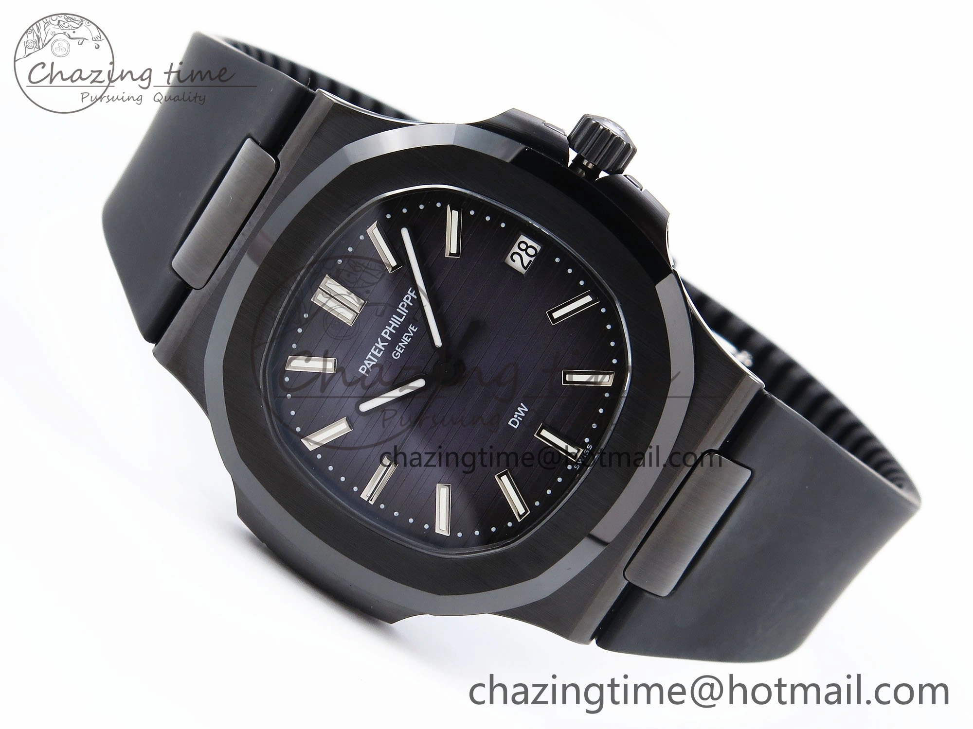 AET Nautilus 5711 Black Ceramic AMGF Best Edition Blue Dial on Black Rubber Strap MIYOTA Efficient 8752