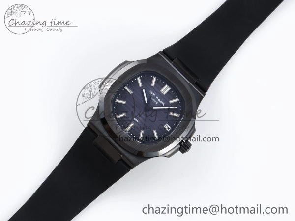 AET Nautilus 5711 Black Ceramic AMGF Best Edition Blue Dial on Black Rubber Strap MIYOTA Efficient 8752