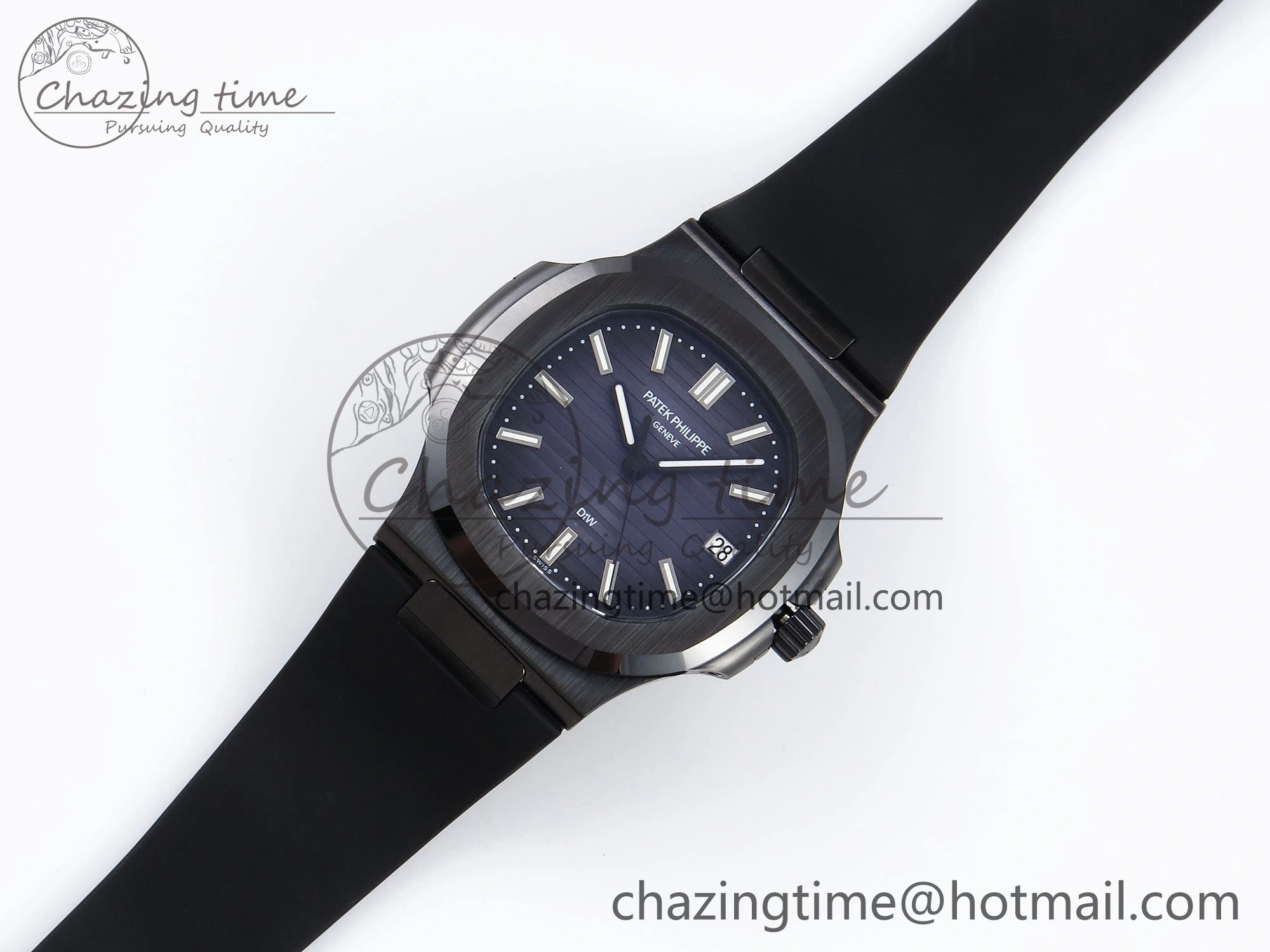 AET Nautilus 5711 Black Ceramic AMGF Best Edition Blue Dial on Black Rubber Strap MIYOTA Efficient 8752