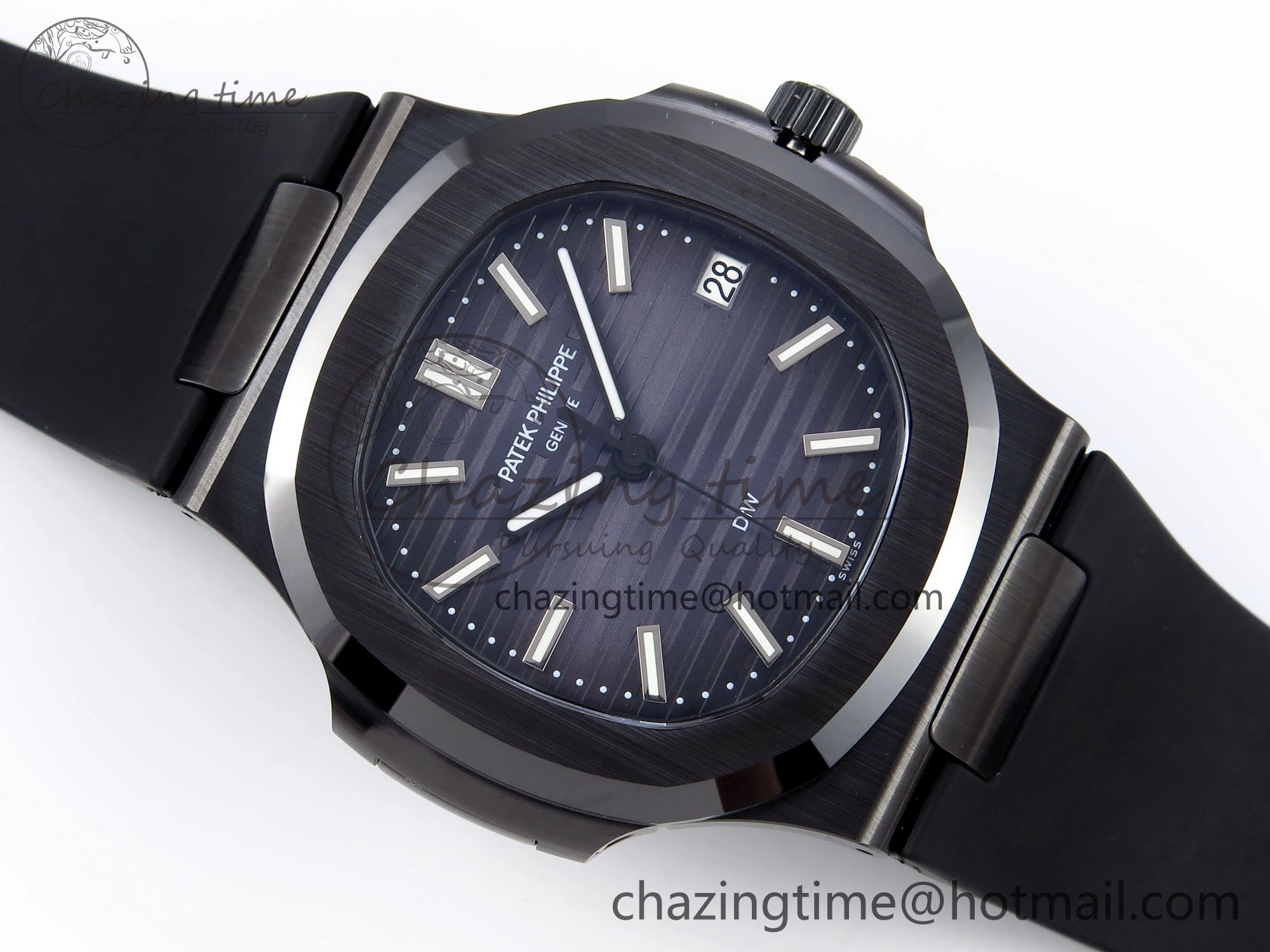 AET Nautilus 5711 Black Ceramic AMGF Best Edition Blue Dial on Black Rubber Strap MIYOTA Efficient 8752