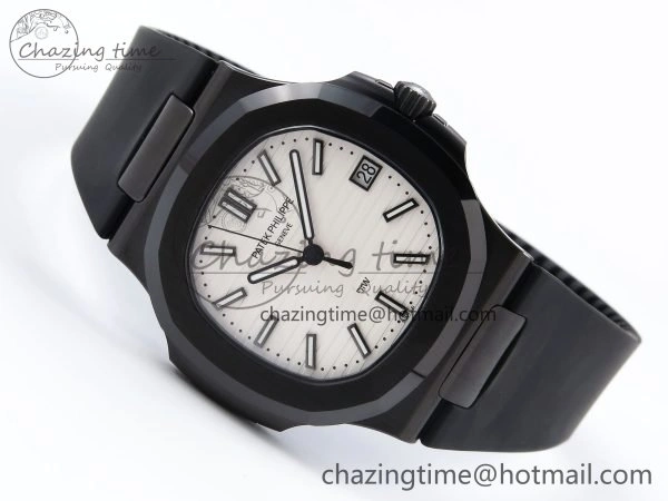 AET Nautilus 5711 Black Ceramic AMGF Best Edition White Dial on Black Rubber Strap MIYOTA Bright 8753