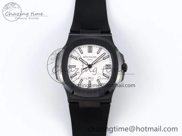 AET Nautilus 5711 Black Ceramic AMGF Best Edition White Dial on Black Rubber Strap MIYOTA Bright 8753