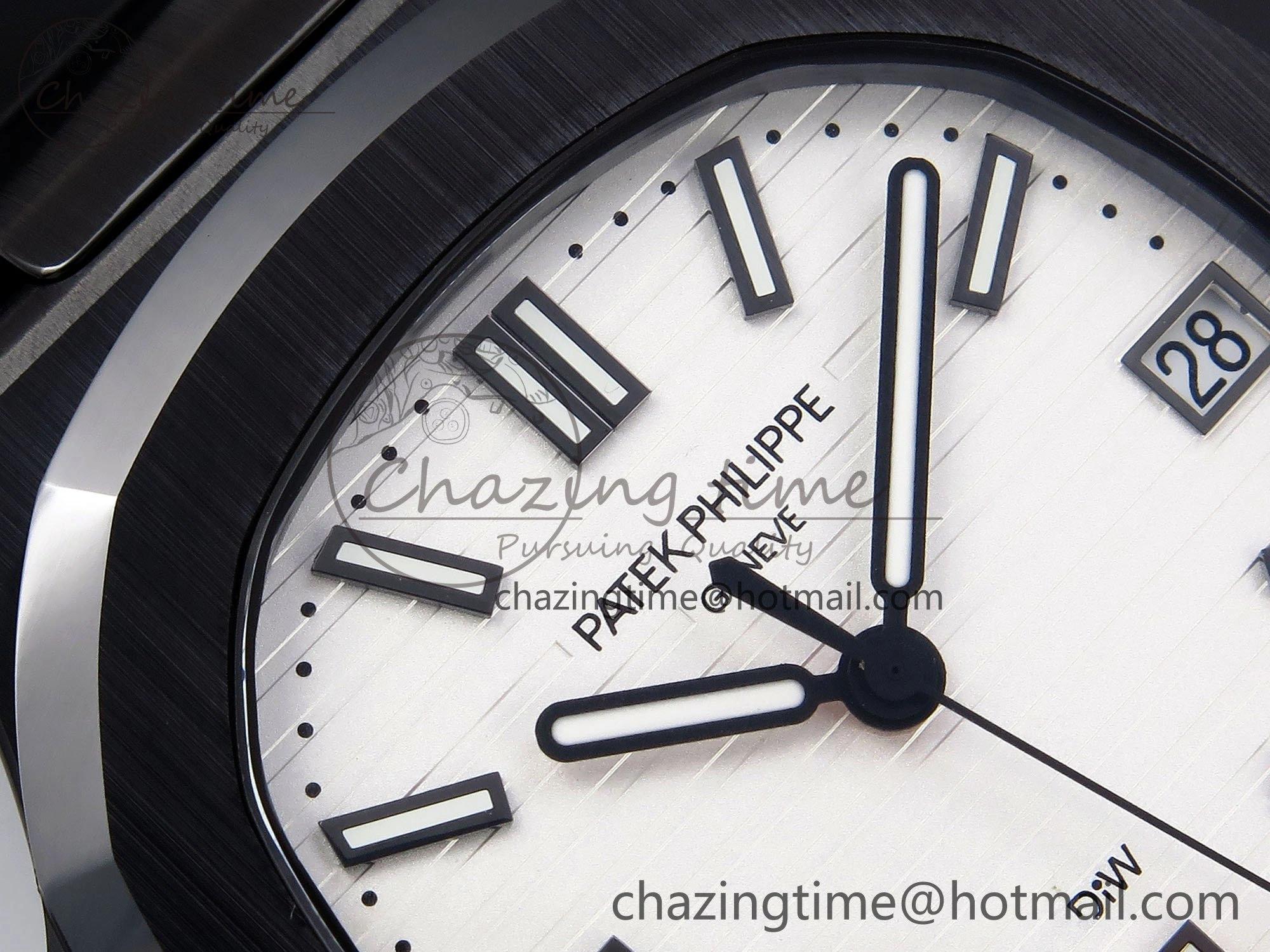 AET Nautilus 5711 Black Ceramic AMGF Best Edition White Dial on Black Rubber Strap MIYOTA Bright 8753