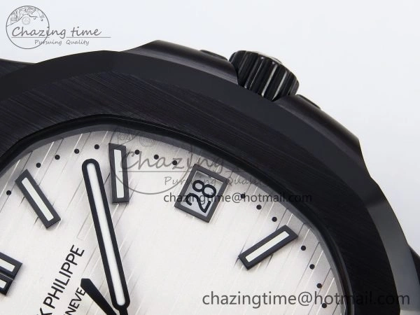 AET Nautilus 5711 Black Ceramic AMGF Best Edition White Dial on Black Rubber Strap MIYOTA Bright 8753