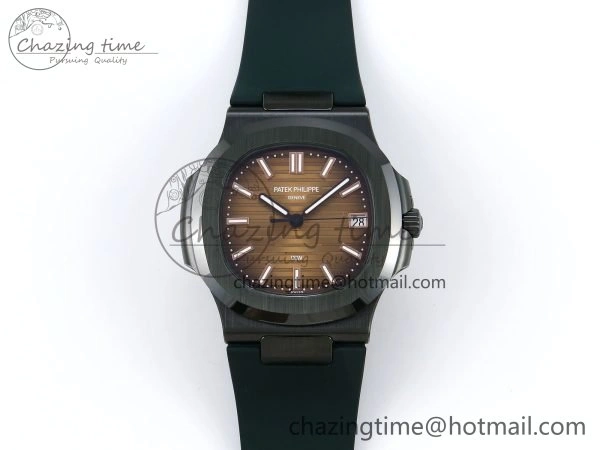 TechFriendly AET Nautilus 5711 Green Ceramic AMGF Best Edition Brown Dial on Green Rubber Strap MIYOTA 8755