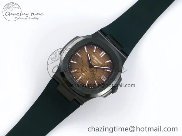 TechFriendly AET Nautilus 5711 Green Ceramic AMGF Best Edition Brown Dial on Green Rubber Strap MIYOTA 8755