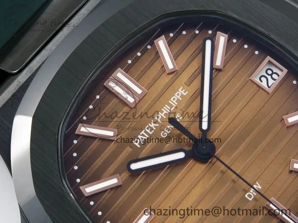 TechFriendly AET Nautilus 5711 Green Ceramic AMGF Best Edition Brown Dial on Green Rubber Strap MIYOTA 8755