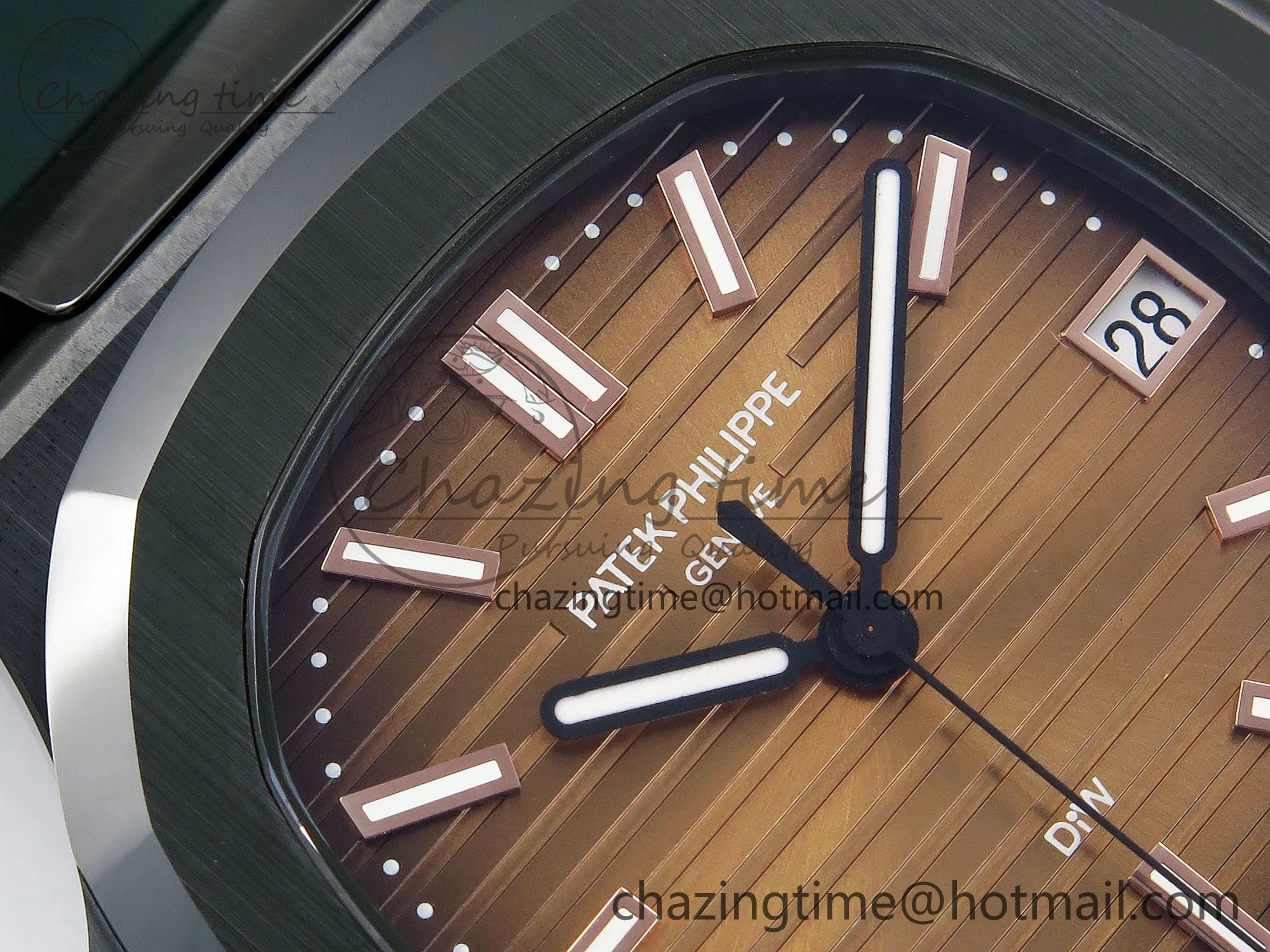 TechFriendly AET Nautilus 5711 Green Ceramic AMGF Best Edition Brown Dial on Green Rubber Strap MIYOTA 8755