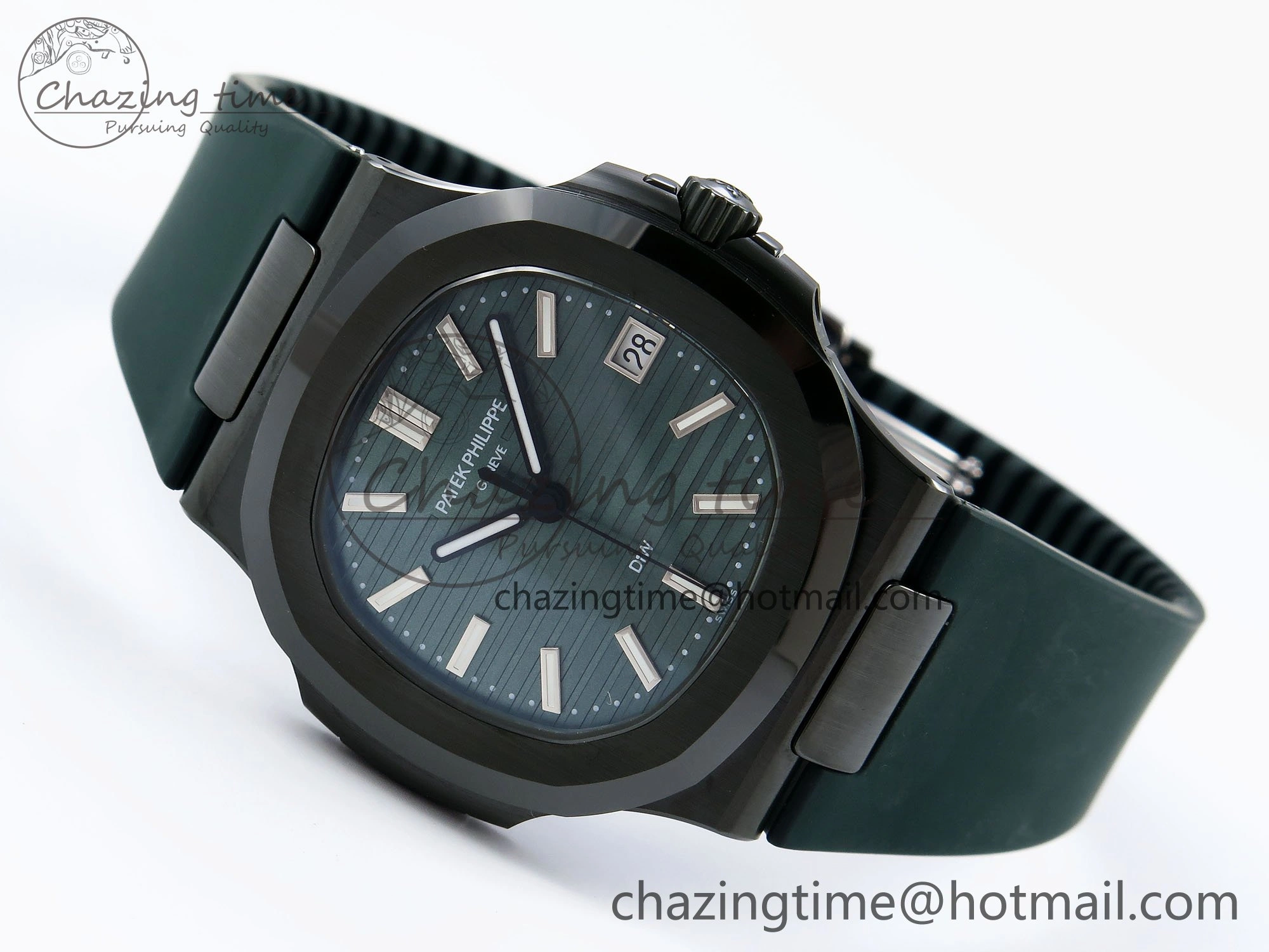 BestValue AET Nautilus 5711 Green Ceramic AMGF Best Edition Green Dial on Green Rubber Strap MIYOTA 8756