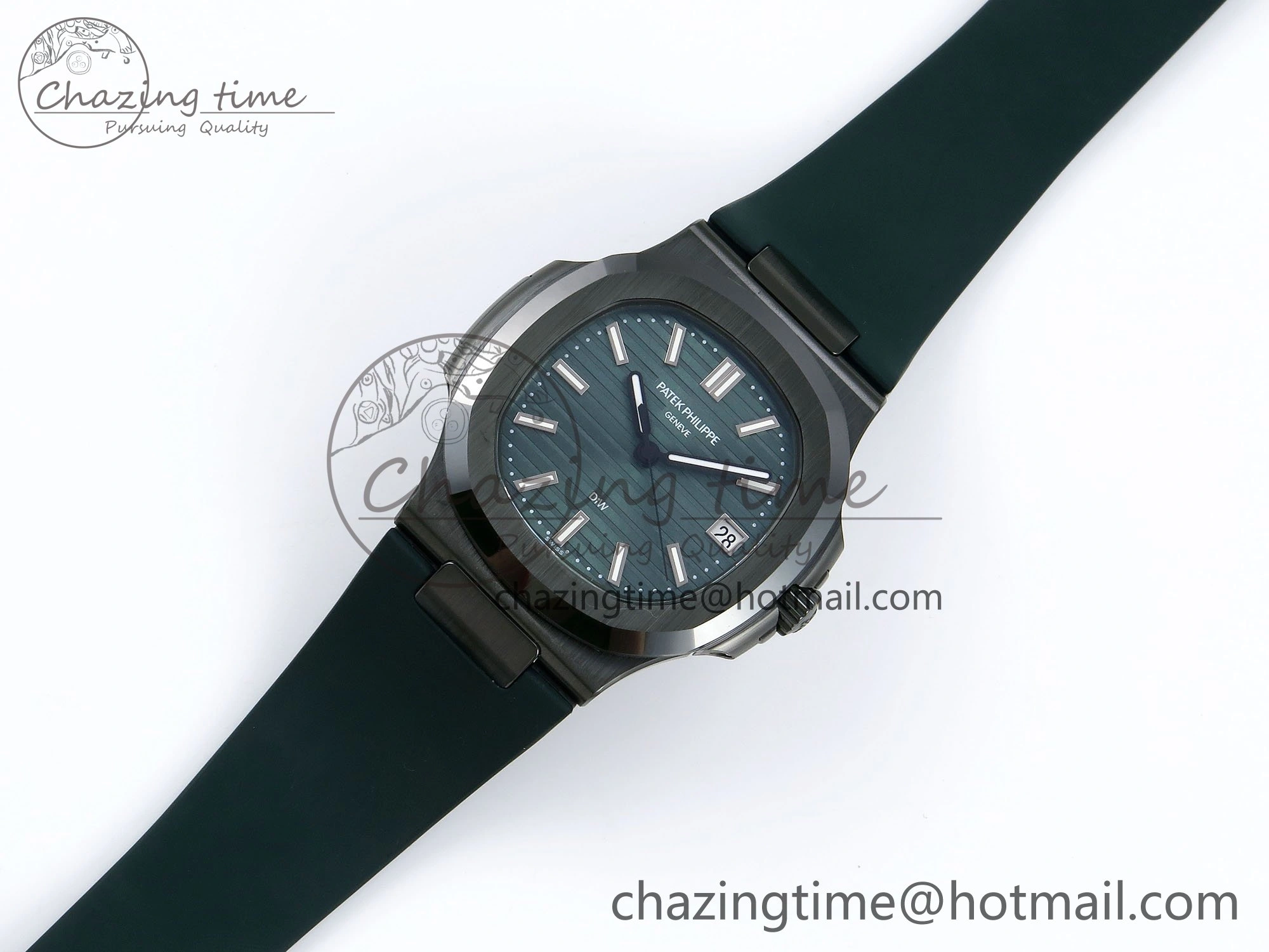 BestValue AET Nautilus 5711 Green Ceramic AMGF Best Edition Green Dial on Green Rubber Strap MIYOTA 8756