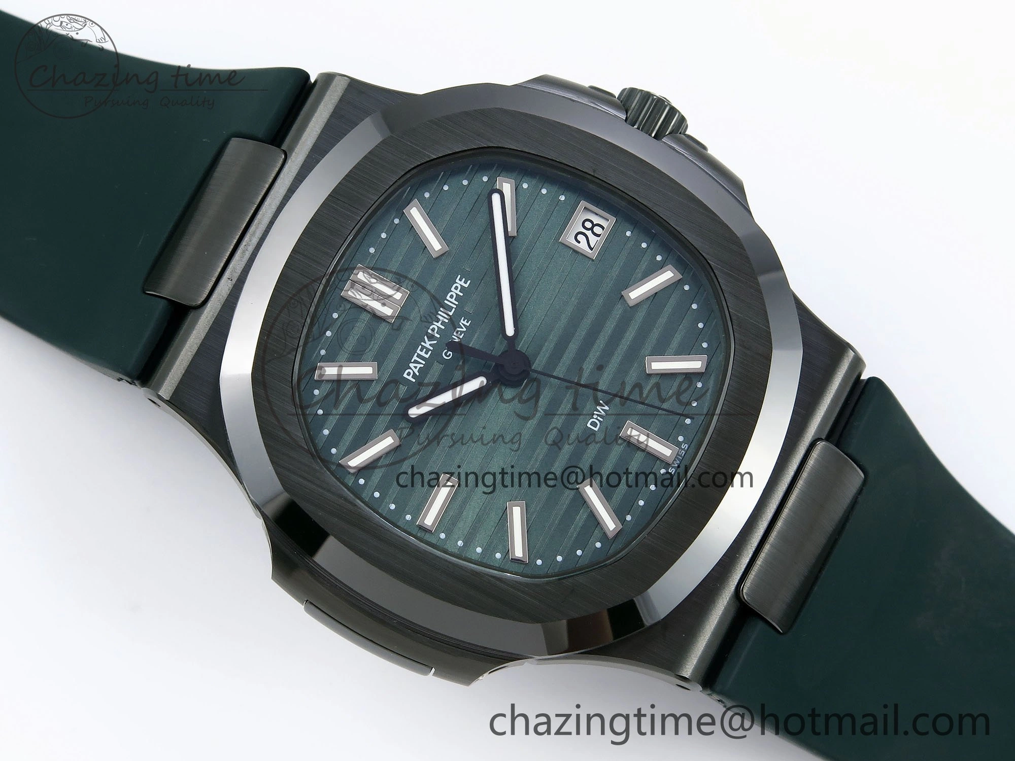 BestValue AET Nautilus 5711 Green Ceramic AMGF Best Edition Green Dial on Green Rubber Strap MIYOTA 8756