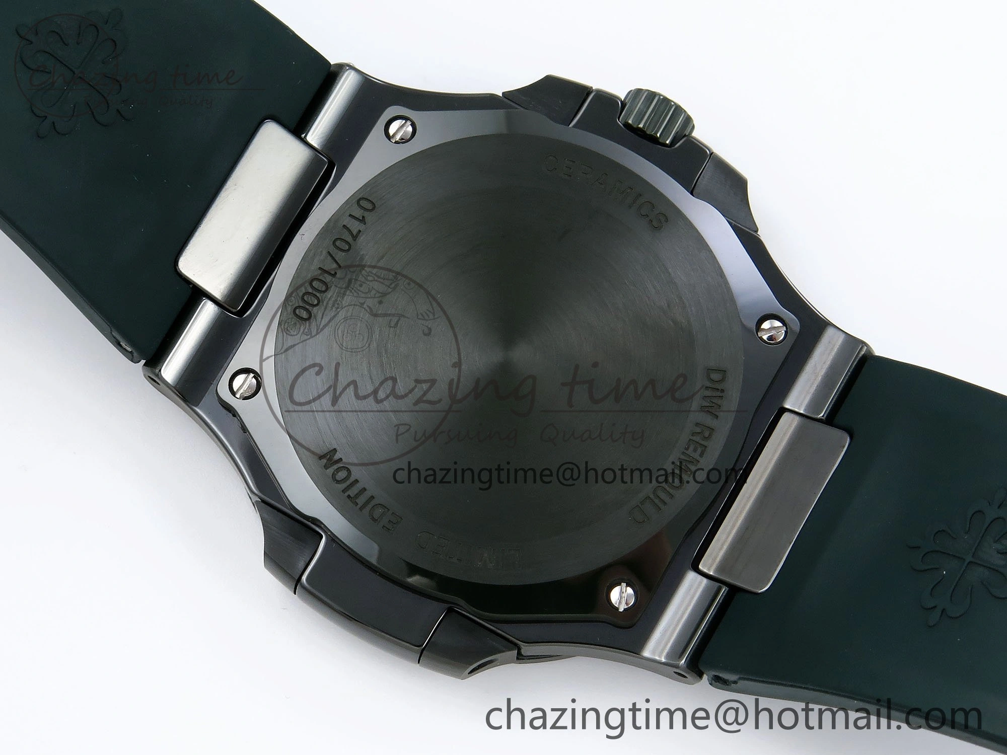 AET Nautilus 5711 Green Ceramic AMGF Best Edition Purple Pink Dial on Green Rubber Strap MIYOTA Neat 8758
