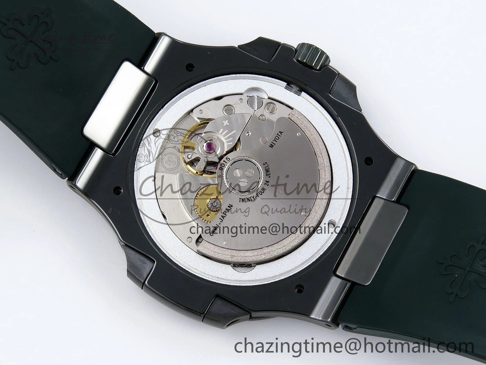 AET Nautilus 5711 Green Ceramic AMGF Best Edition Purple Pink Dial on Green Rubber Strap MIYOTA Neat 8758