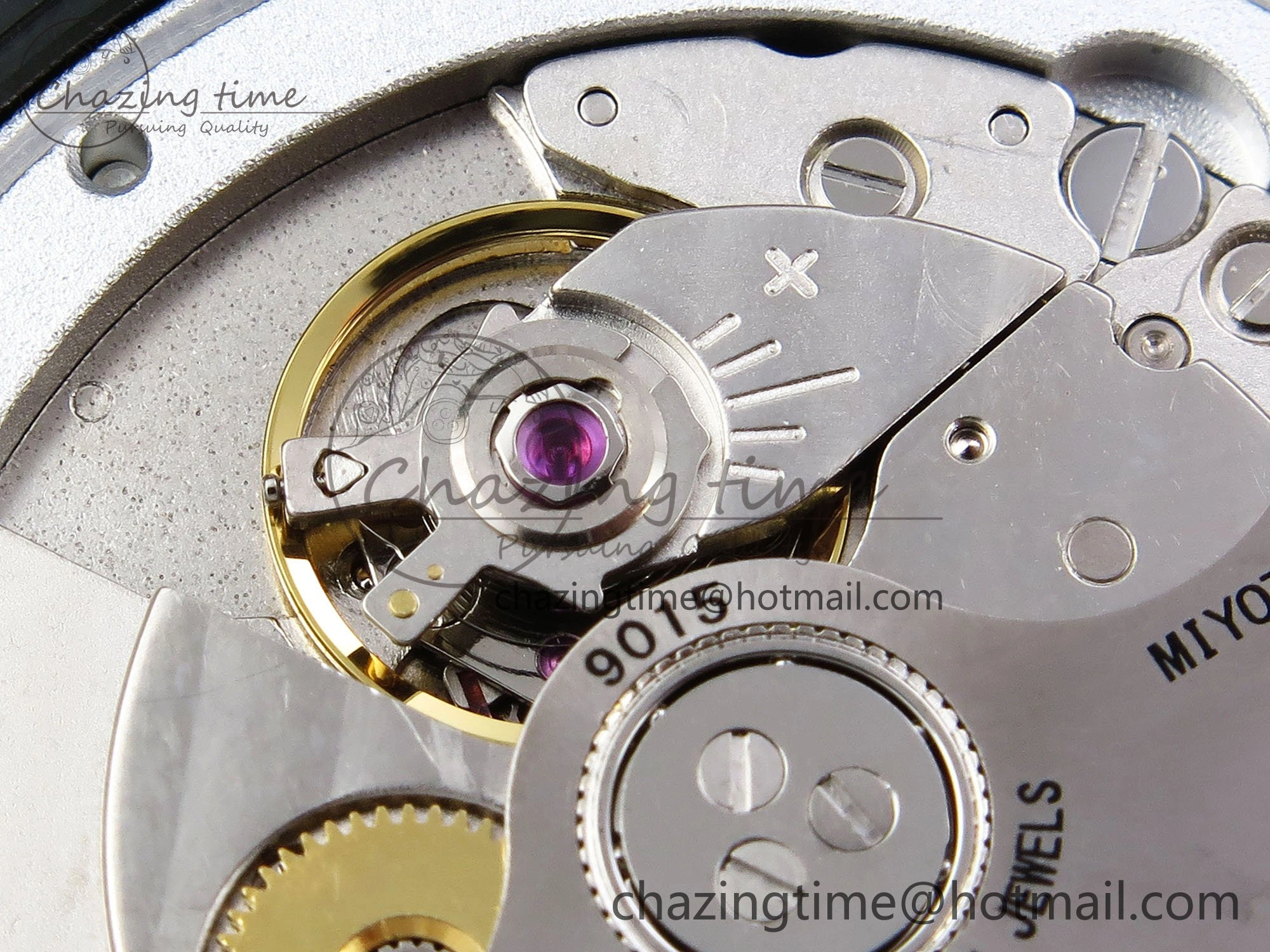 AET Nautilus 5711 Green Ceramic AMGF Best Edition Purple Pink Dial on Green Rubber Strap MIYOTA Neat 8758