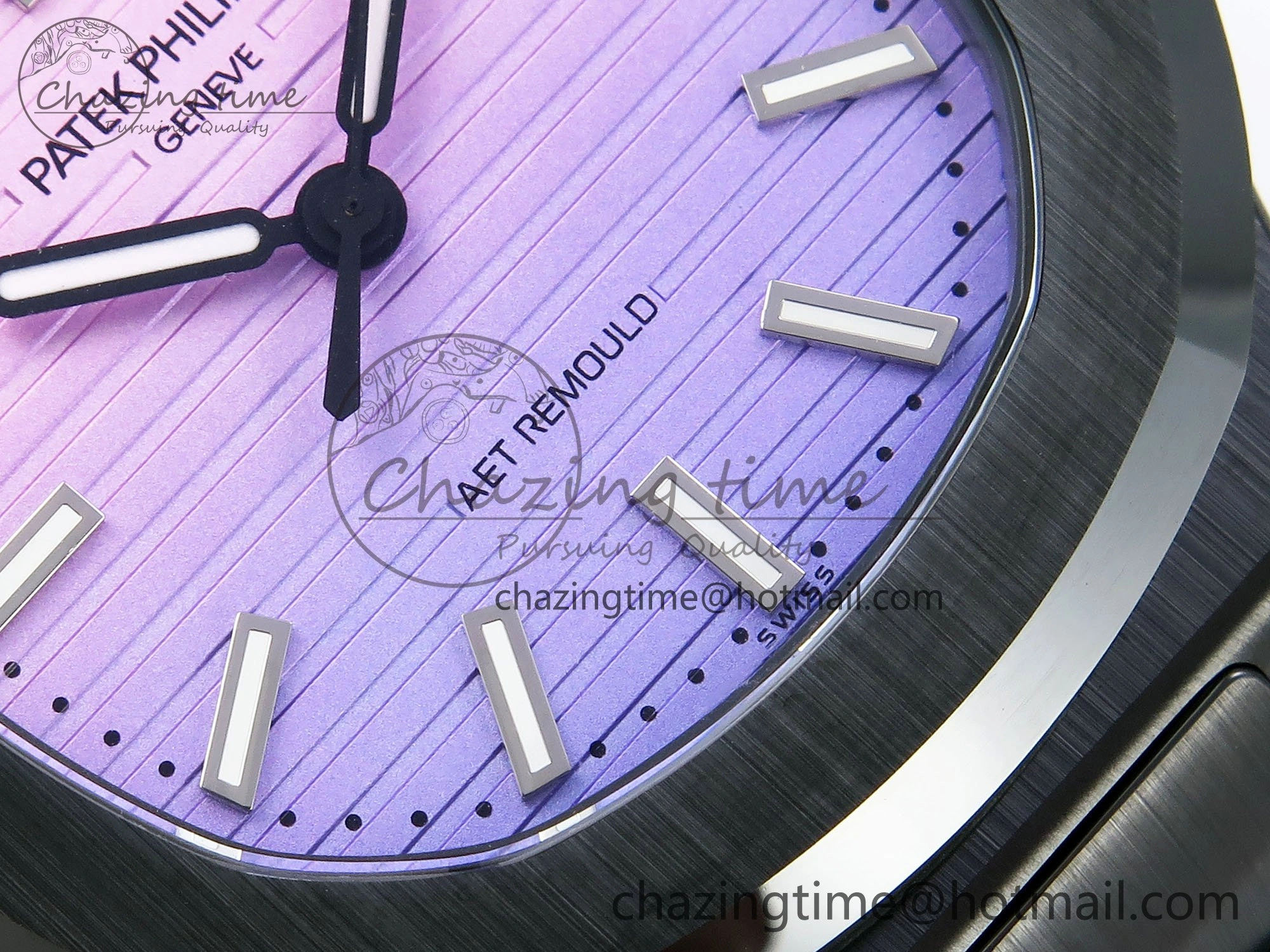 AET Nautilus 5711 Green Ceramic AMGF Best Edition Purple Pink Dial on Green Rubber Strap MIYOTA Neat 8758