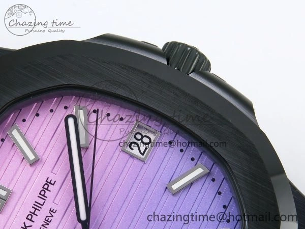 AET Nautilus 5711 Green Ceramic AMGF Best Edition Purple Pink Dial on Green Rubber Strap MIYOTA Neat 8758