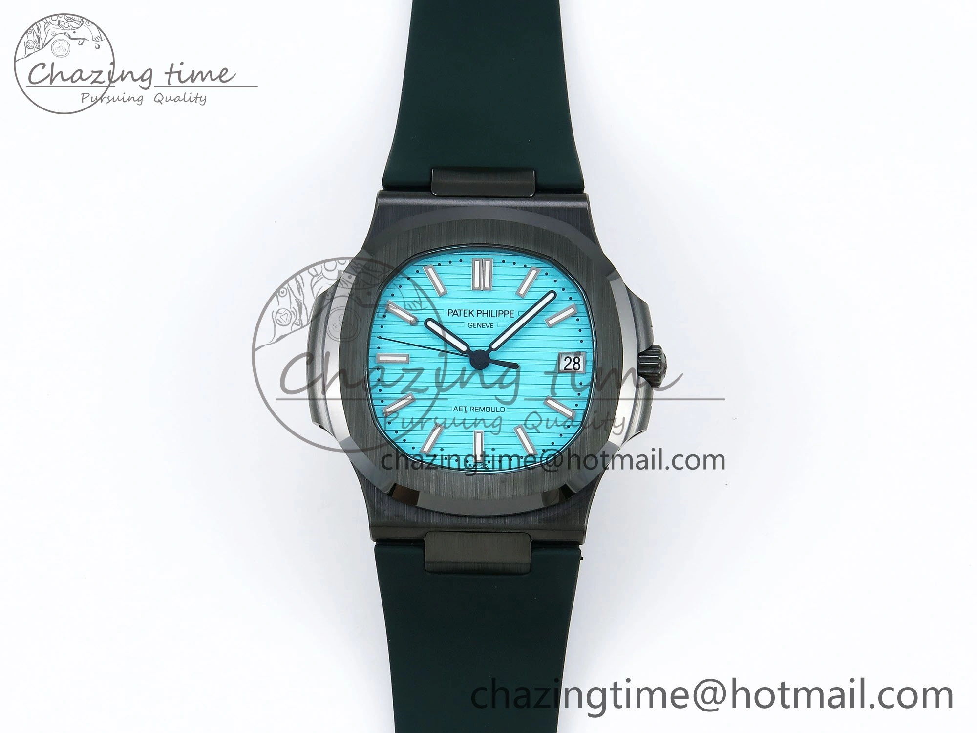 MoistureWicking AET Nautilus 5711 Green Ceramic AMGF Best Edition Tiffany Blue Dial on Green Rubber Strap MIYOTA 8759