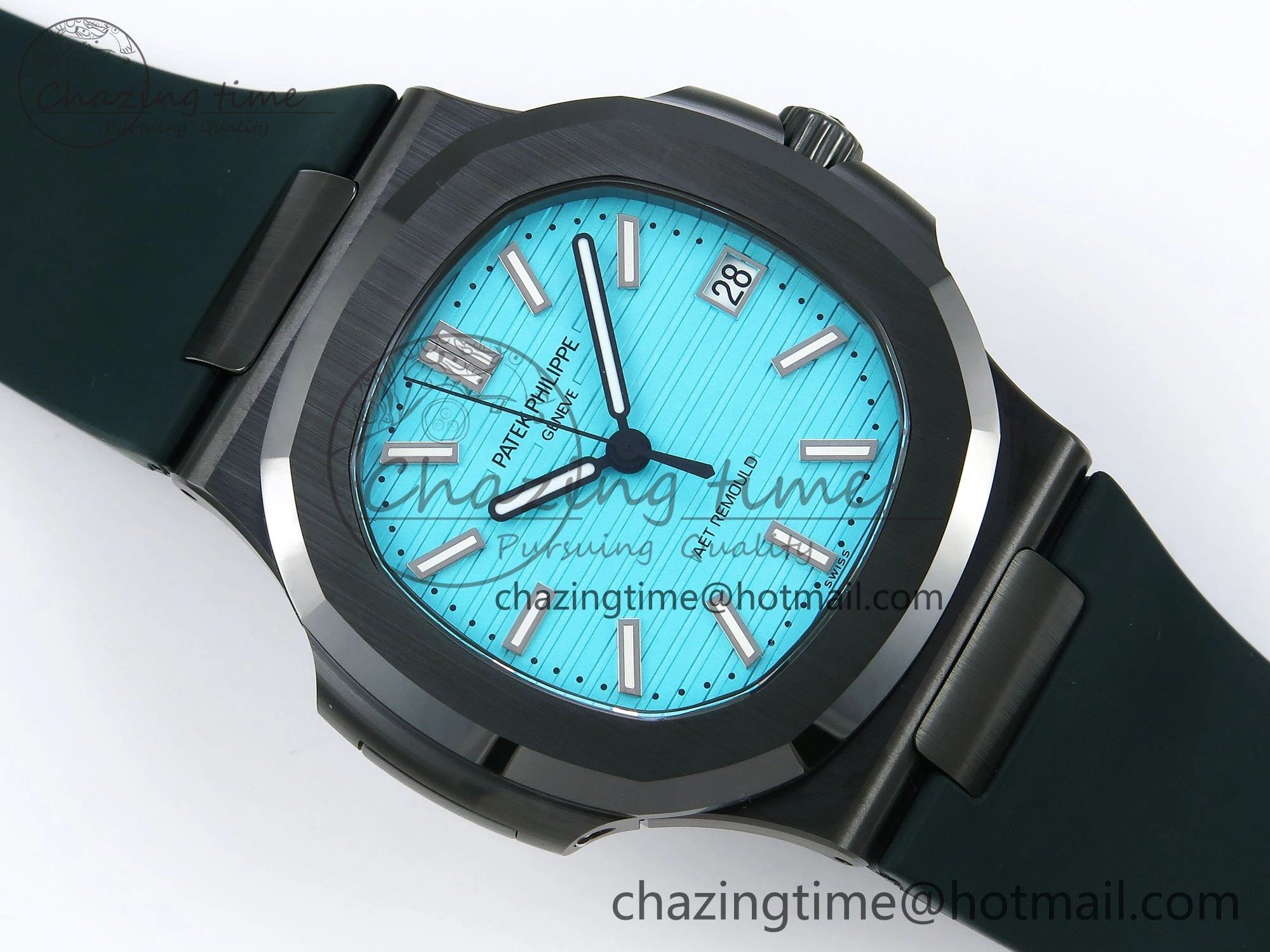 MoistureWicking AET Nautilus 5711 Green Ceramic AMGF Best Edition Tiffany Blue Dial on Green Rubber Strap MIYOTA 8759