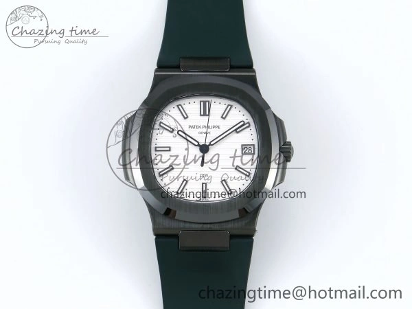 AET Nautilus 5711 Green Ceramic AMGF Best Edition White Dial on Green Rubber Strap MIYOTA Sleek 8760