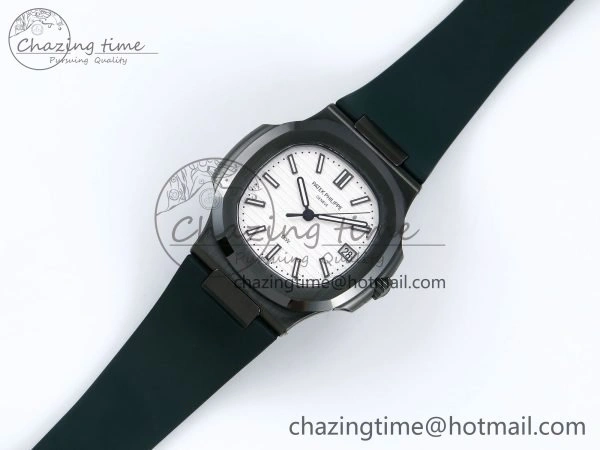 AET Nautilus 5711 Green Ceramic AMGF Best Edition White Dial on Green Rubber Strap MIYOTA Sleek 8760