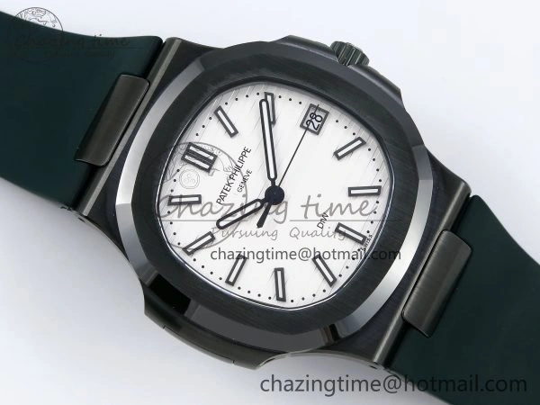 AET Nautilus 5711 Green Ceramic AMGF Best Edition White Dial on Green Rubber Strap MIYOTA Sleek 8760