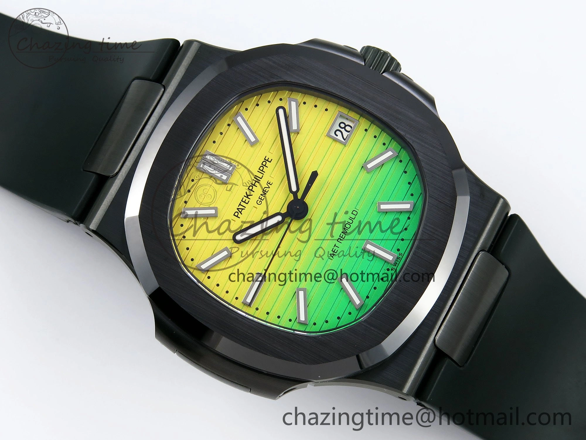 AET Nautilus 5711 Green Ceramic AMGF Best Edition Yellow Green Dial on Green Rubber Strap MIYOTA Popular 8757