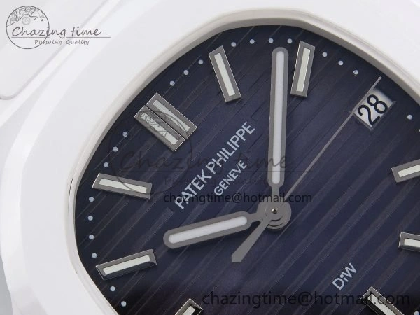Cozy AET Nautilus 5711 White Ceramic AMGF Best Edition Blue Dial on White Rubber Strap MIYOTA 8746