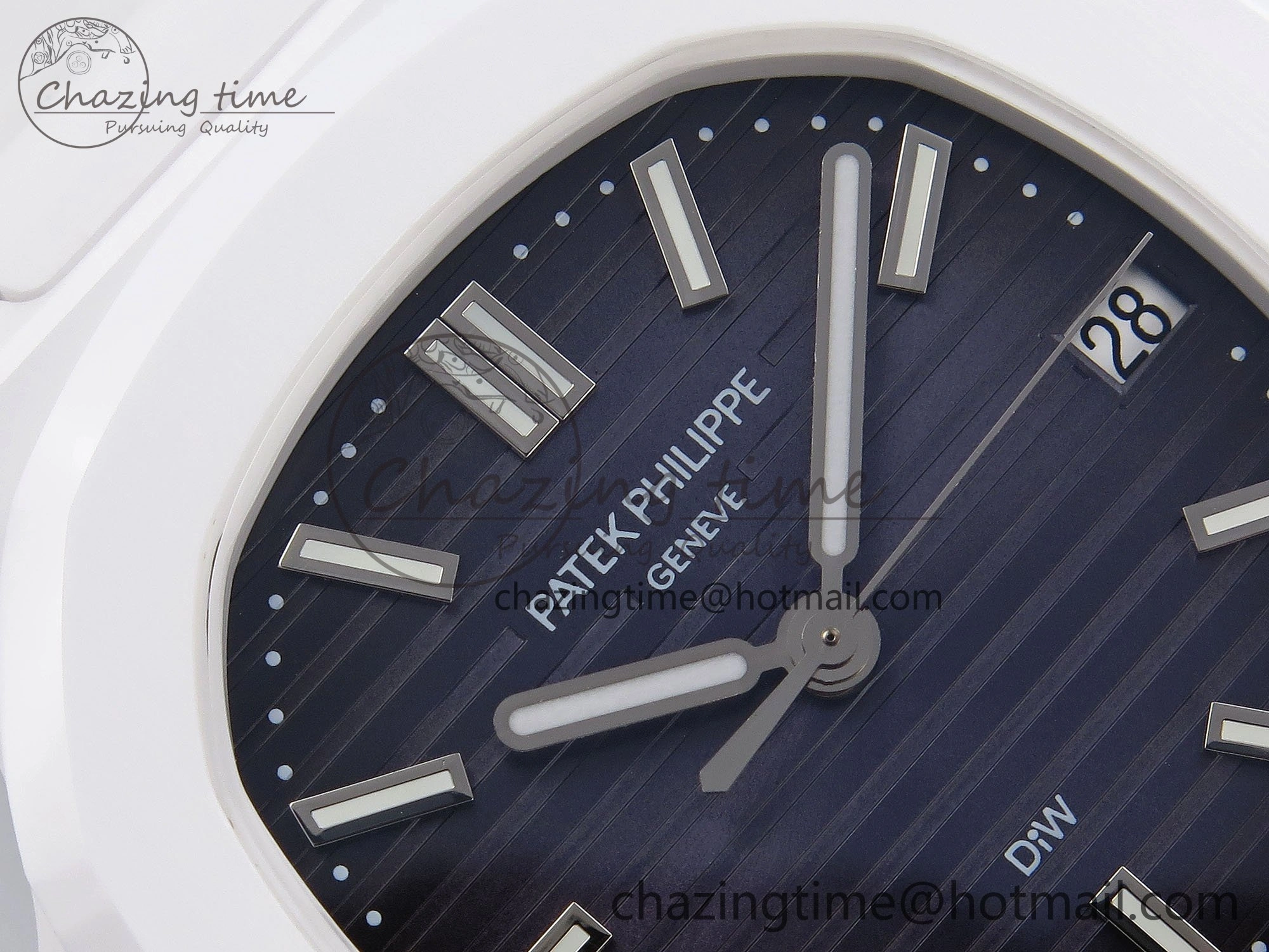 Cozy AET Nautilus 5711 White Ceramic AMGF Best Edition Blue Dial on White Rubber Strap MIYOTA 8746