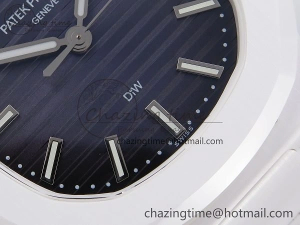 Cozy AET Nautilus 5711 White Ceramic AMGF Best Edition Blue Dial on White Rubber Strap MIYOTA 8746