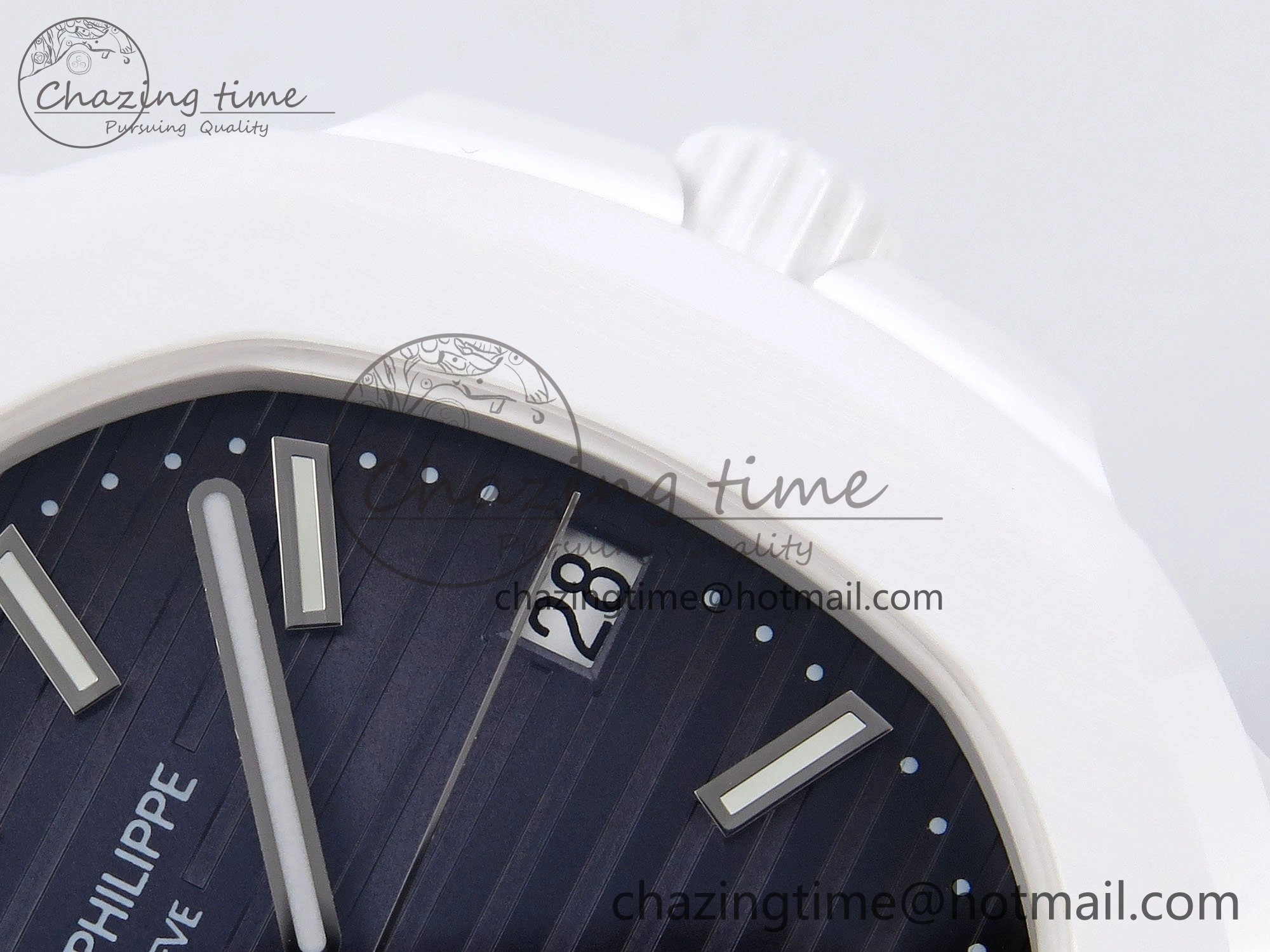 Cozy AET Nautilus 5711 White Ceramic AMGF Best Edition Blue Dial on White Rubber Strap MIYOTA 8746
