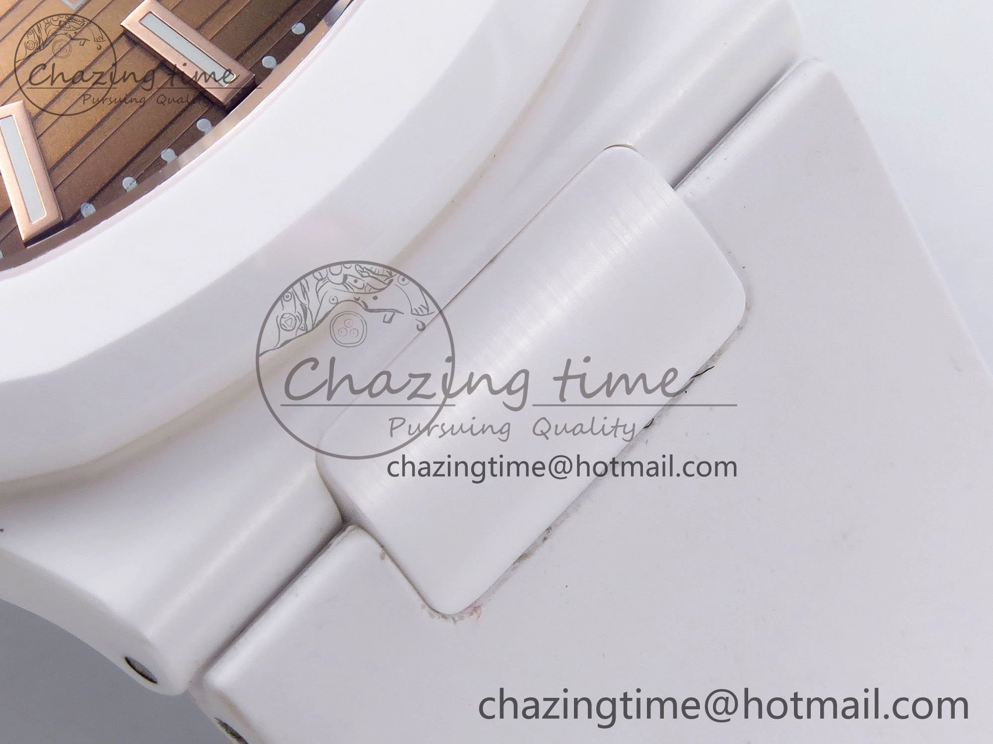 WeatherProof AET Nautilus 5711 White Ceramic AMGF Best Edition Brown Dial on White Rubber Strap MIYOTA 8745