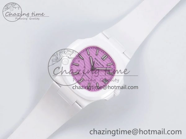 AET Nautilus 5711 White Ceramic AMGF Best Edition Pink Dial on White Rubber Strap MIYOTA Sustainable 8747