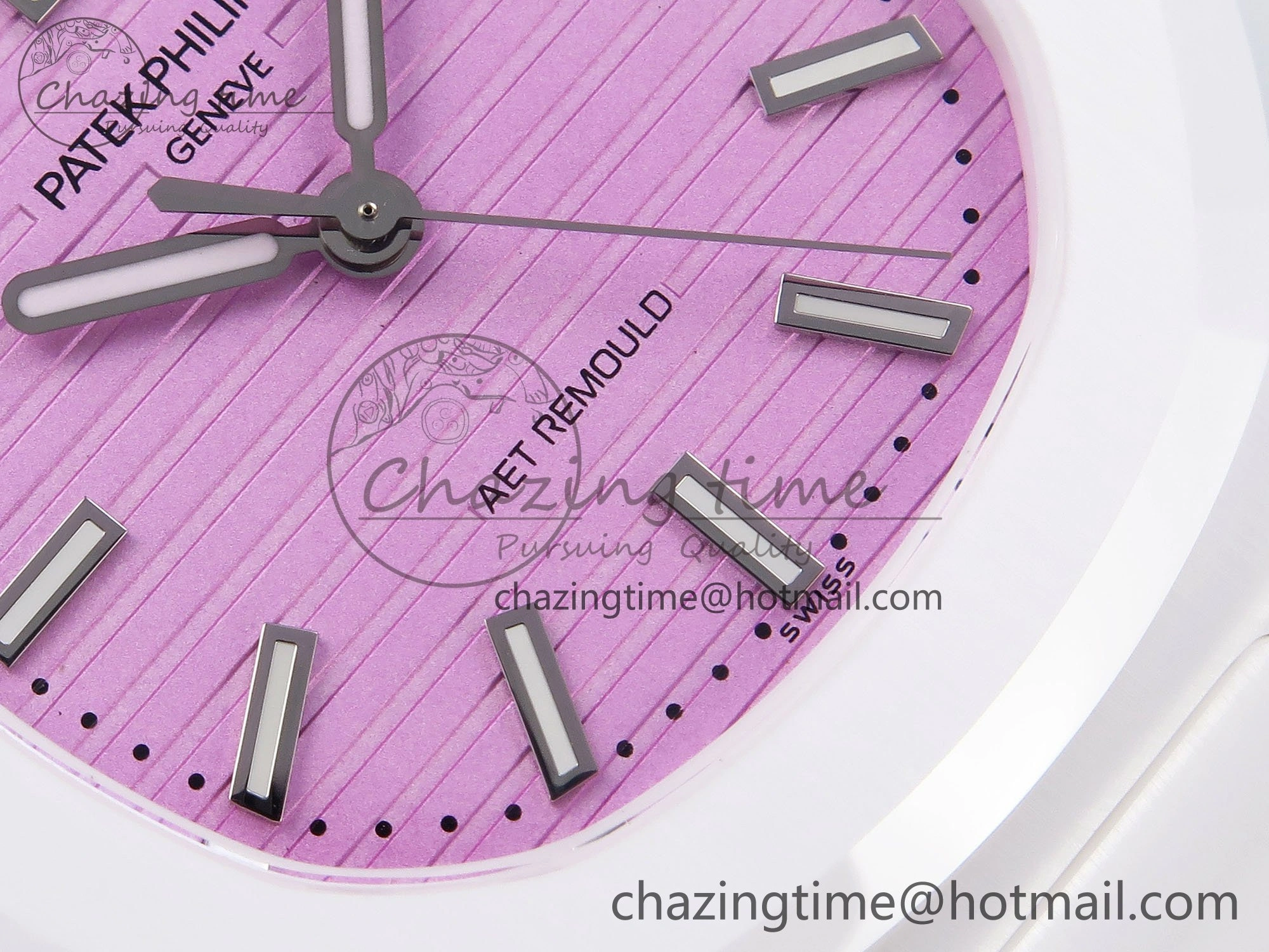 AET Nautilus 5711 White Ceramic AMGF Best Edition Pink Dial on White Rubber Strap MIYOTA Sustainable 8747