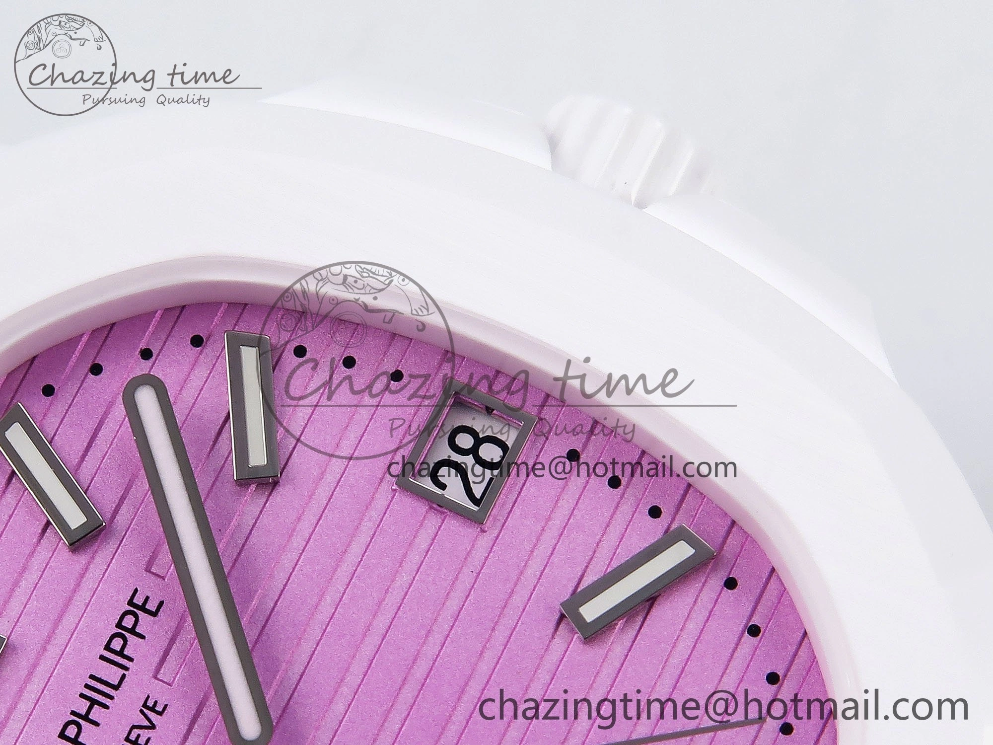 AET Nautilus 5711 White Ceramic AMGF Best Edition Pink Dial on White Rubber Strap MIYOTA Sustainable 8747