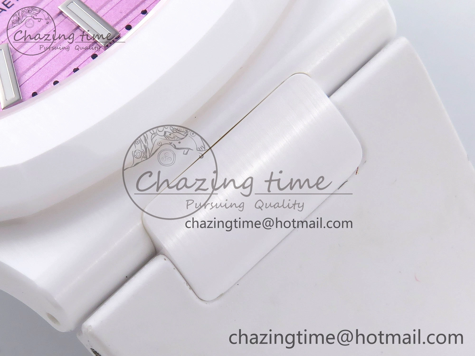 AET Nautilus 5711 White Ceramic AMGF Best Edition Pink Dial on White Rubber Strap MIYOTA Sustainable 8747