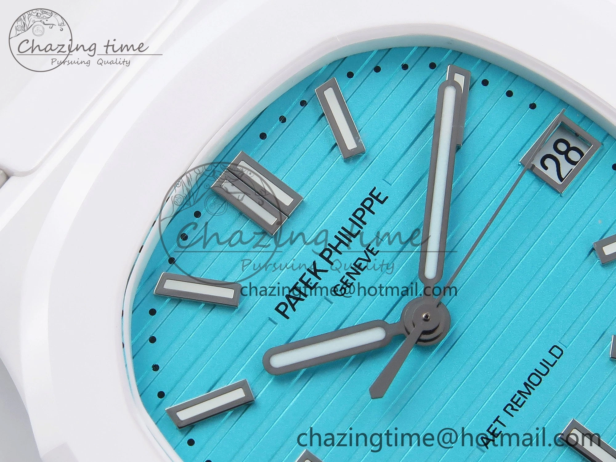 AET Nautilus 5711 White Ceramic AMGF Best Edition Tiffany Blue Dial on White Rubber Strap MIYOTA SoftTouch 8750