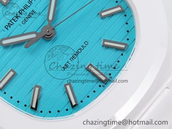 AET Nautilus 5711 White Ceramic AMGF Best Edition Tiffany Blue Dial on White Rubber Strap MIYOTA SoftTouch 8750