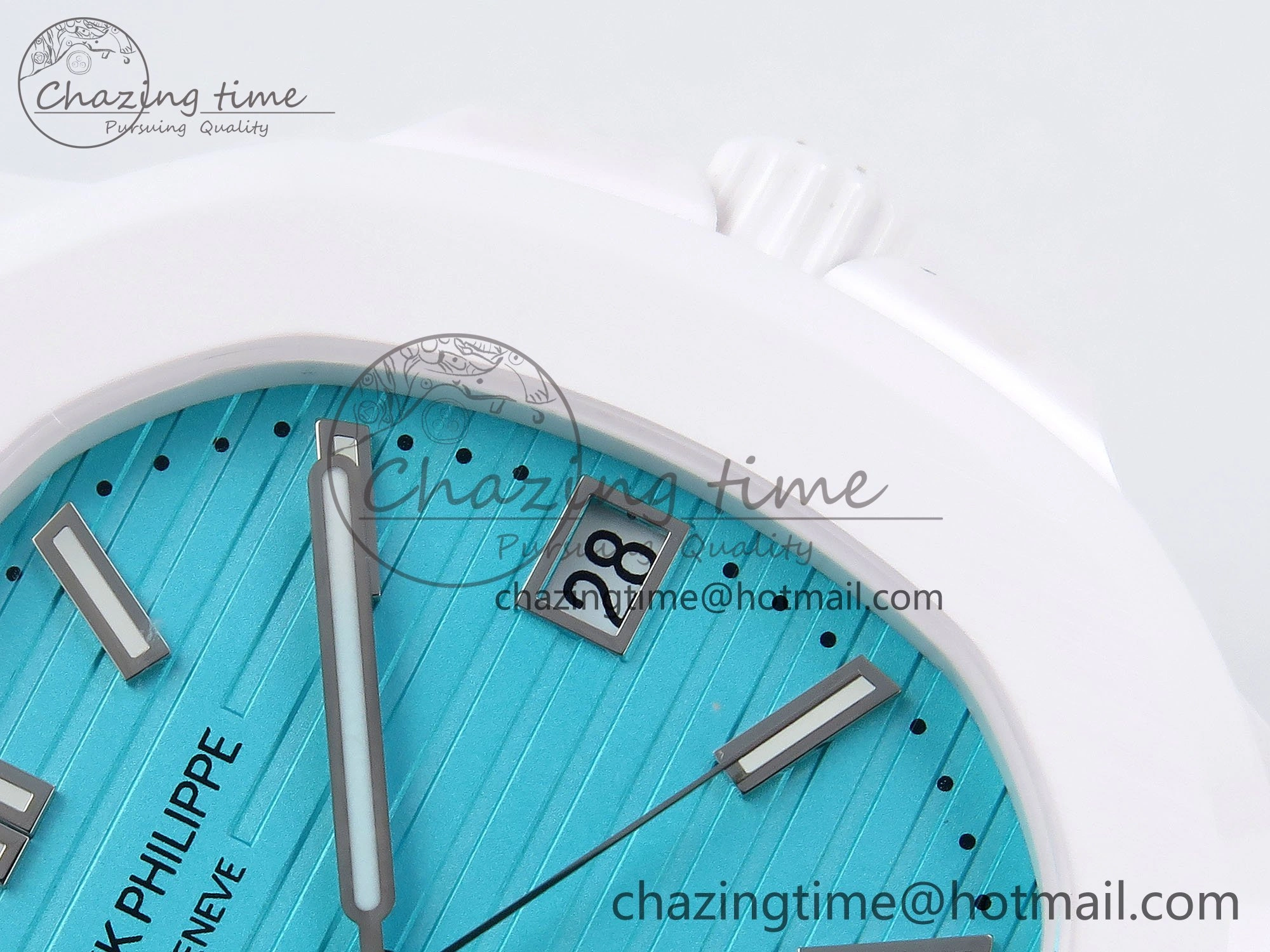 AET Nautilus 5711 White Ceramic AMGF Best Edition Tiffany Blue Dial on White Rubber Strap MIYOTA SoftTouch 8750