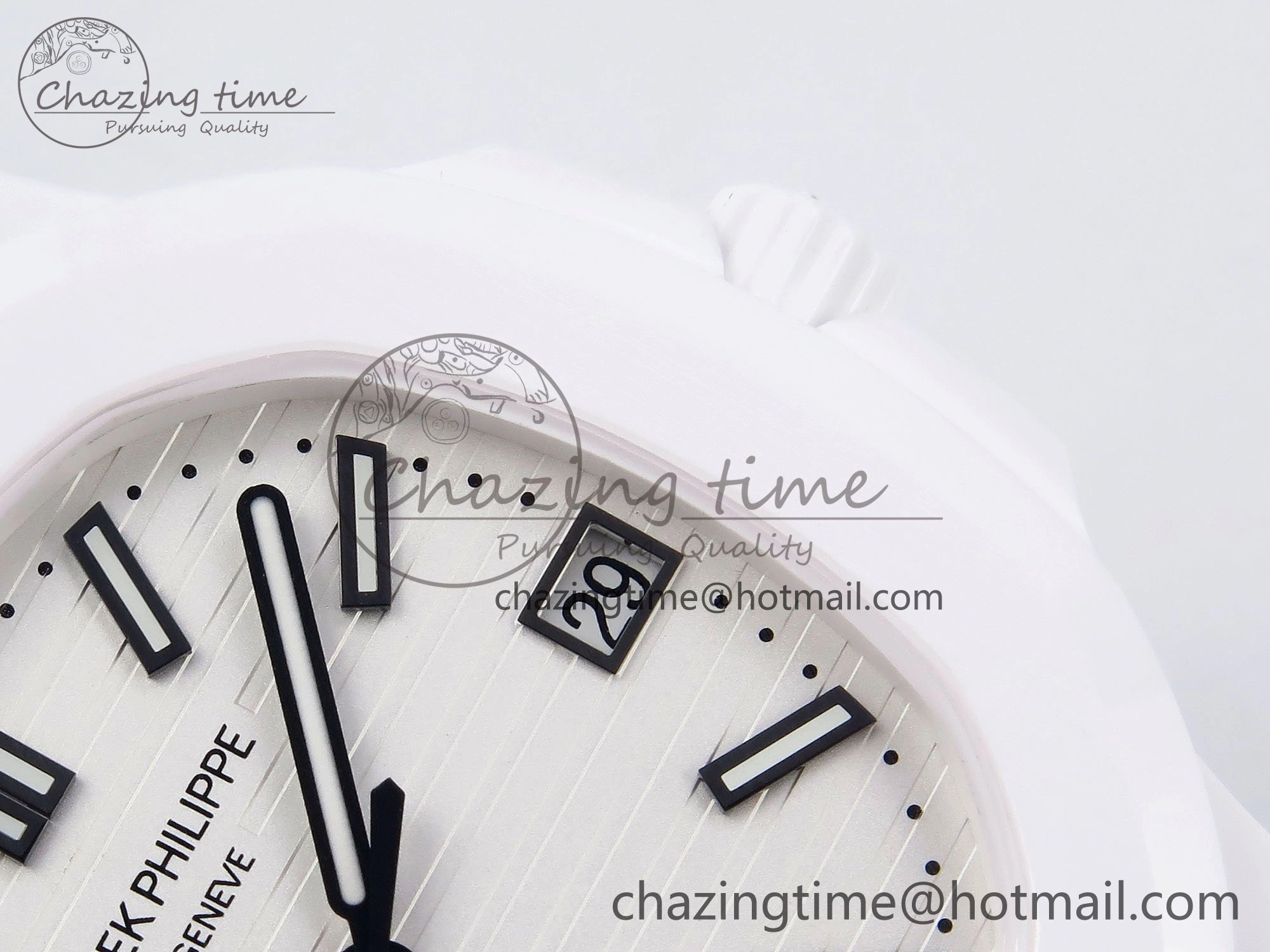 GoodFit AET Nautilus 5711 White Ceramic AMGF Best Edition White Dial on White Rubber Strap MIYOTA 8751