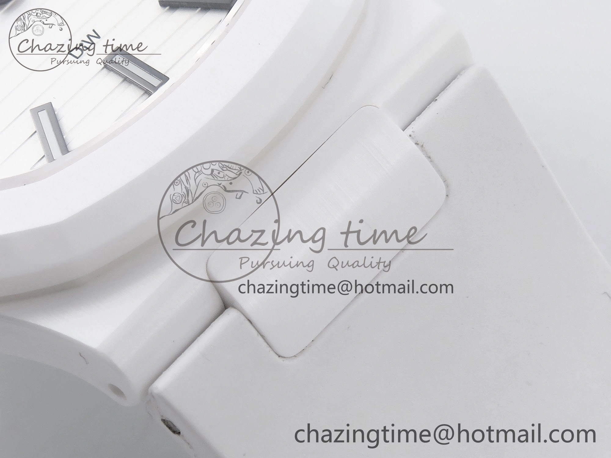 GoodFit AET Nautilus 5711 White Ceramic AMGF Best Edition White Dial on White Rubber Strap MIYOTA 8751