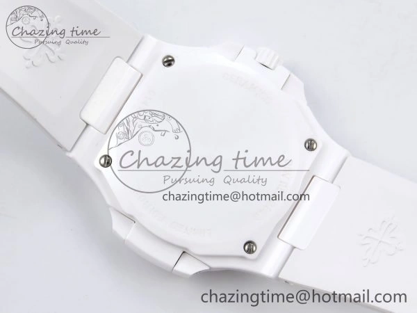 GoodFit AET Nautilus 5711 White Ceramic AMGF Best Edition White Dial on White Rubber Strap MIYOTA 8751