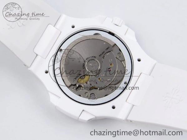 GoodFit AET Nautilus 5711 White Ceramic AMGF Best Edition White Dial on White Rubber Strap MIYOTA 8751